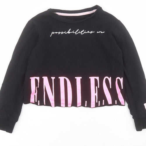 George Girls Black  Cotton Pullover Hoodie Size 7-8 Years  Pullover - Cropped