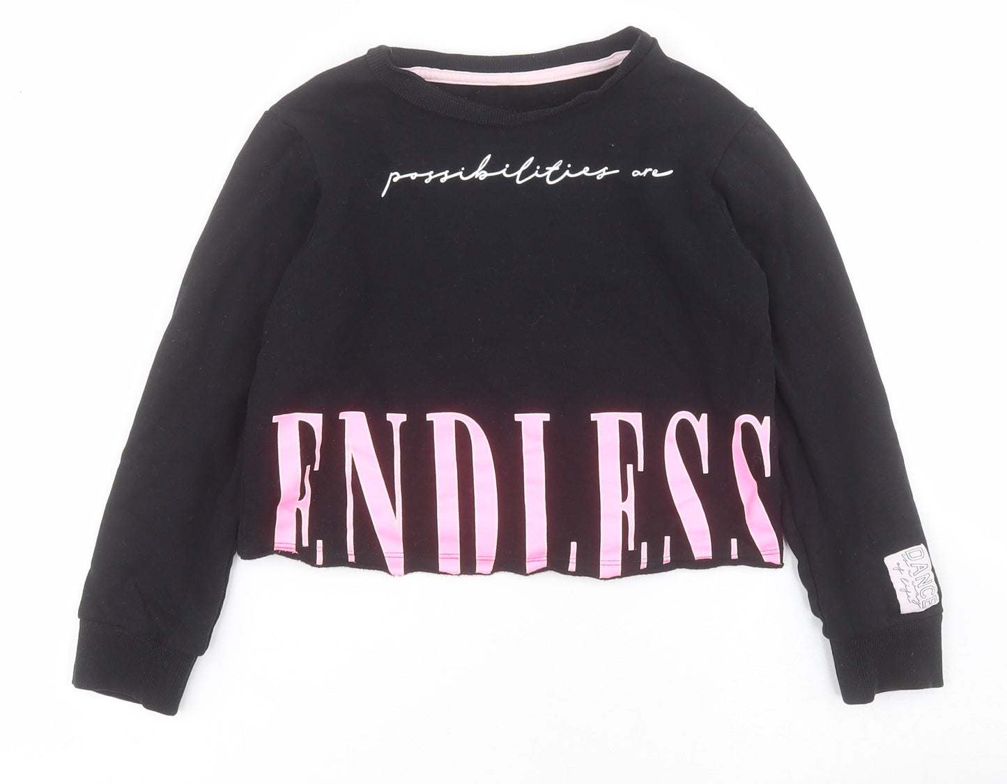 George Girls Black  Cotton Pullover Hoodie Size 7-8 Years  Pullover - Cropped