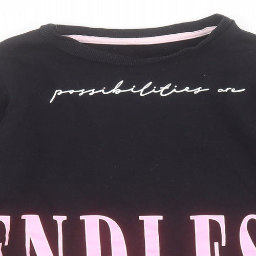 George Girls Black  Cotton Pullover Hoodie Size 7-8 Years  Pullover - Cropped
