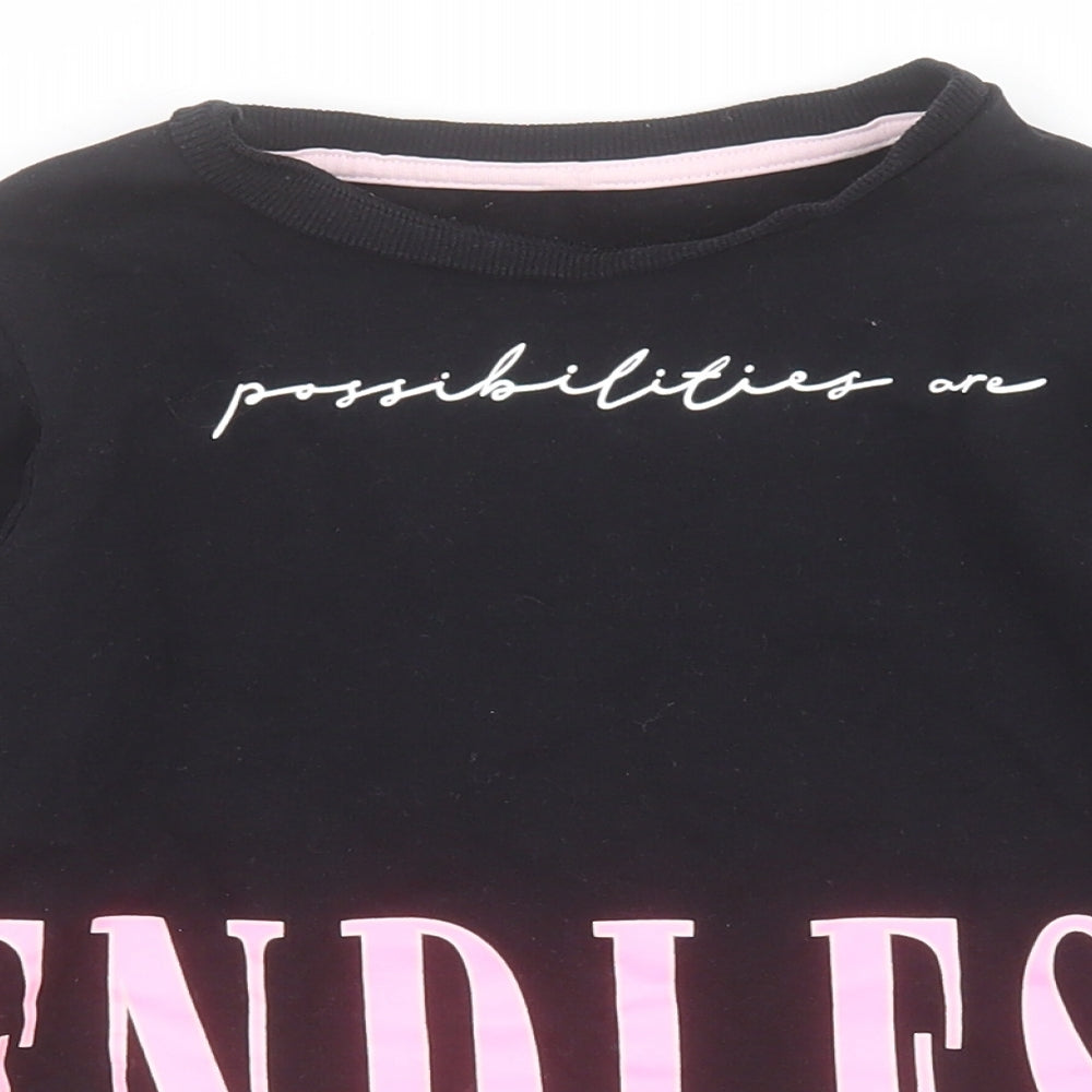 George Girls Black  Cotton Pullover Hoodie Size 7-8 Years  Pullover - Cropped
