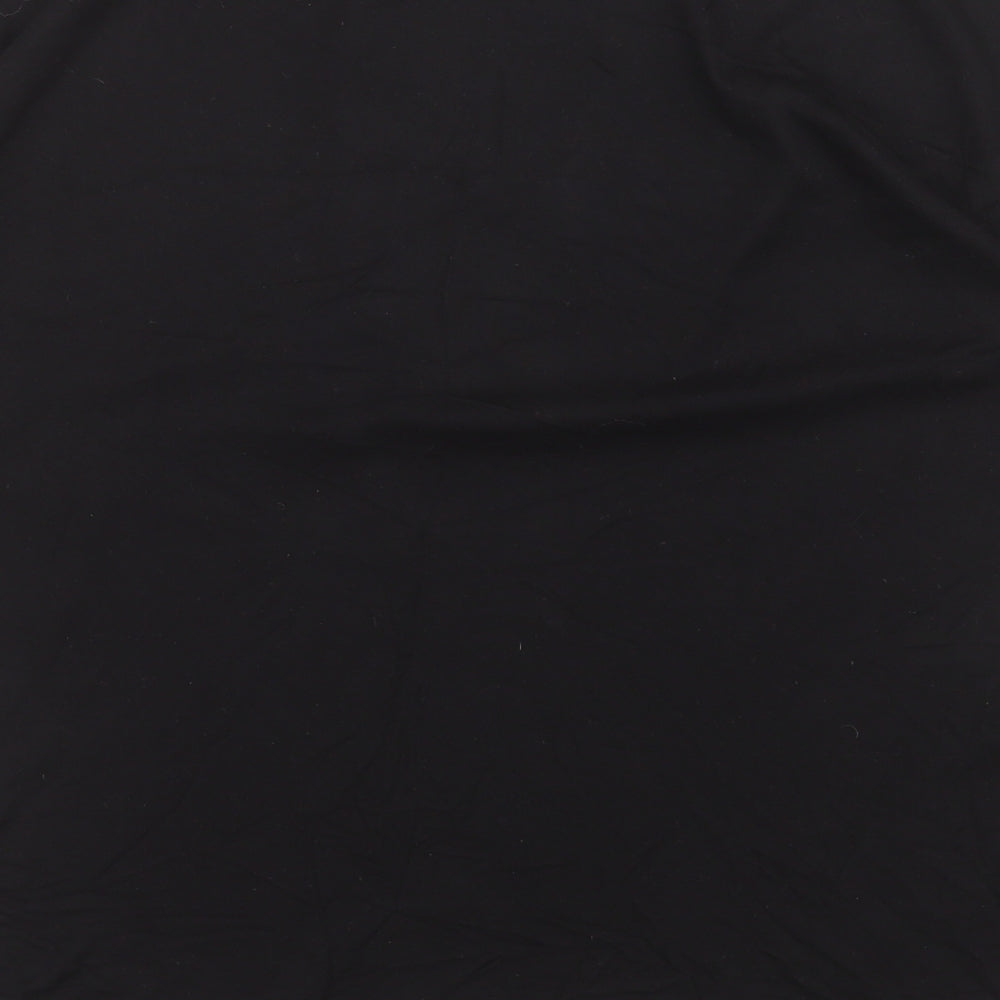 Peacocks Womens Black Floral Polyester Basic T-Shirt Size 14 Round Neck