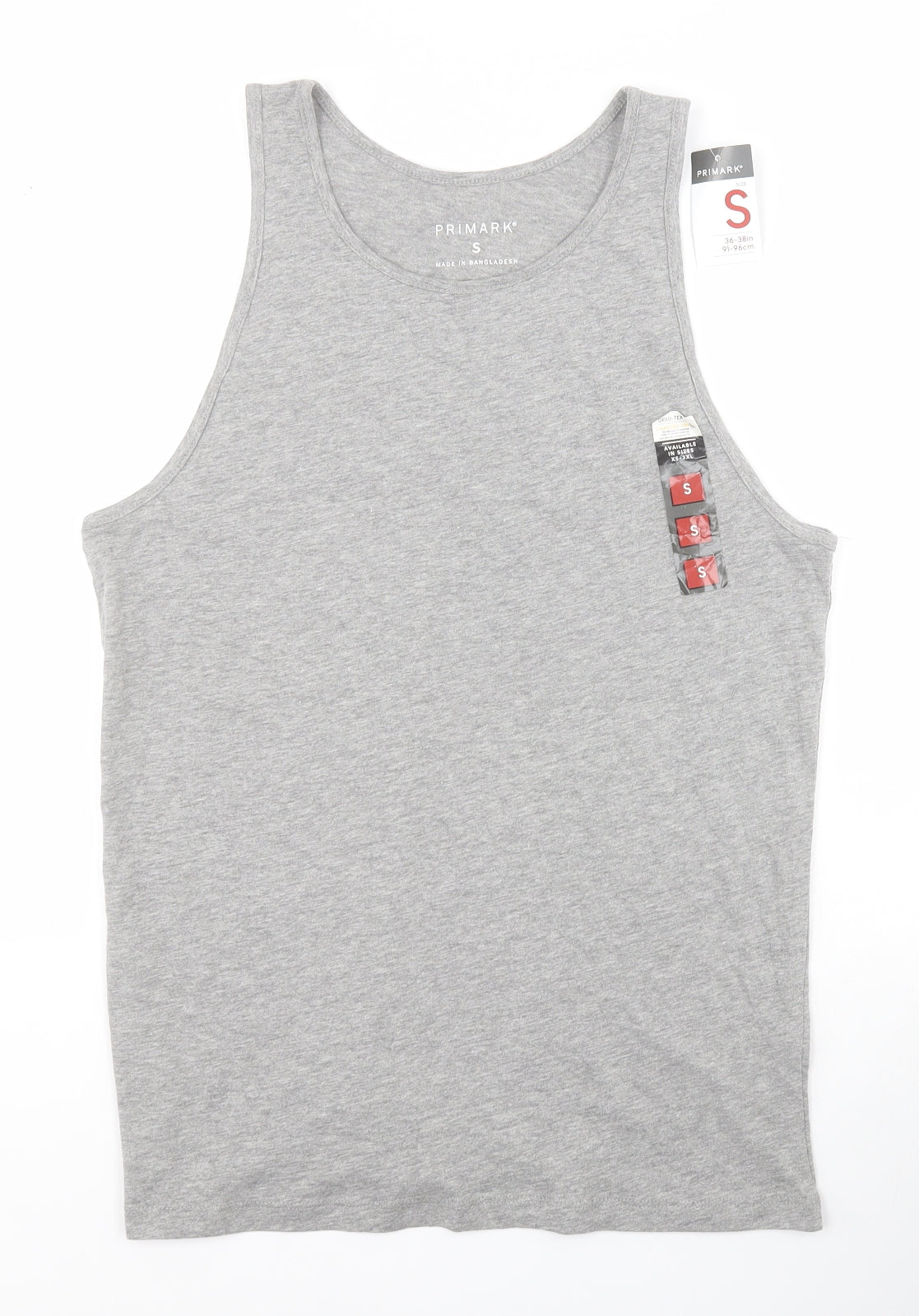 Primark Mens Grey  Cotton  T-Shirt Size S Round Neck  - Vest