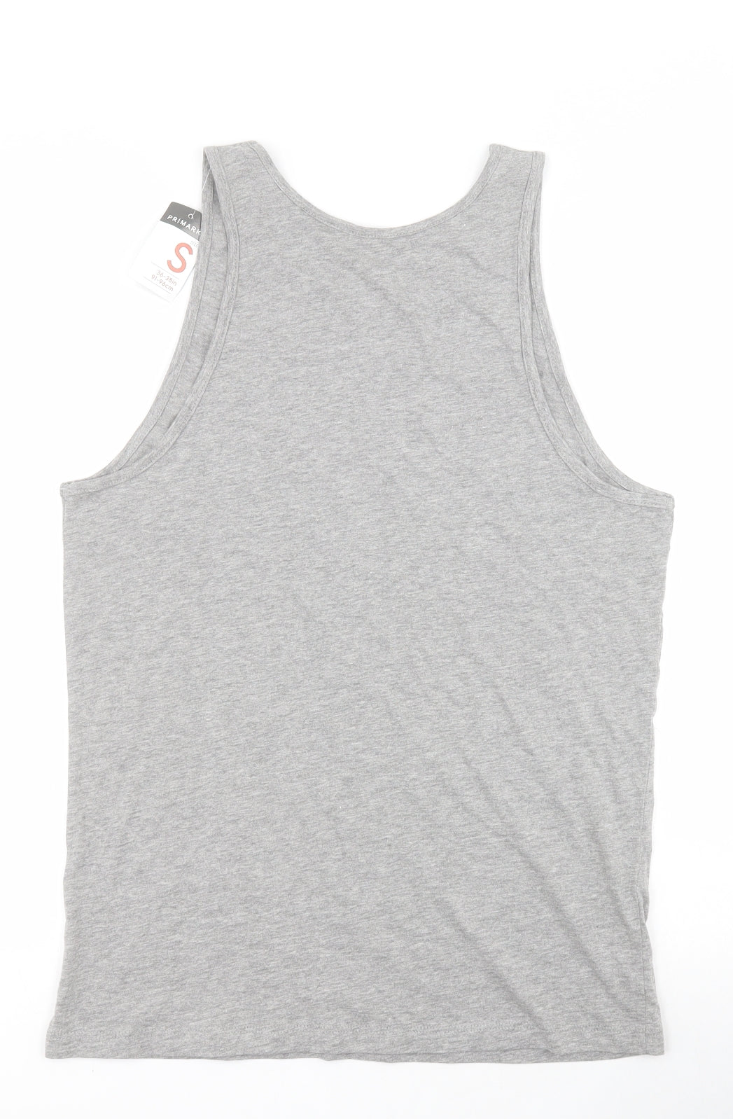 Primark Mens Grey  Cotton  T-Shirt Size S Round Neck  - Vest
