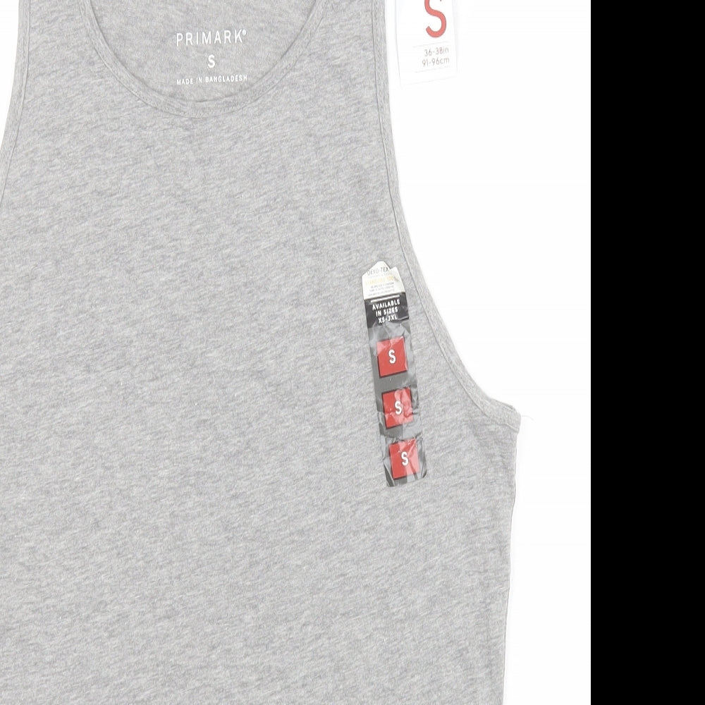 Primark Mens Grey  Cotton  T-Shirt Size S Round Neck  - Vest