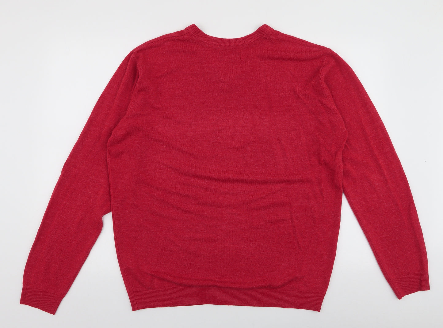 Sandstone & Co Mens Red Round Neck  Acrylic Pullover Jumper Size L