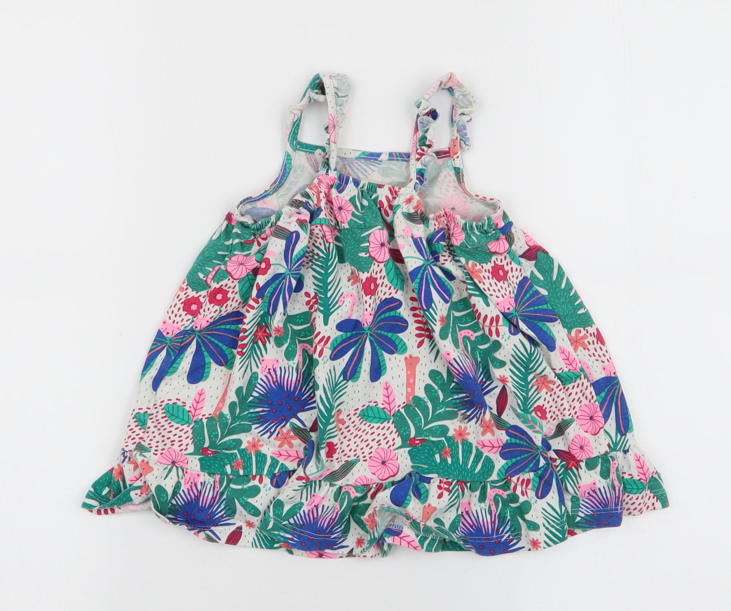 F&F Girls Multicoloured Floral Cotton Skater Dress  Size 9-12 Months  Round Neck Pullover