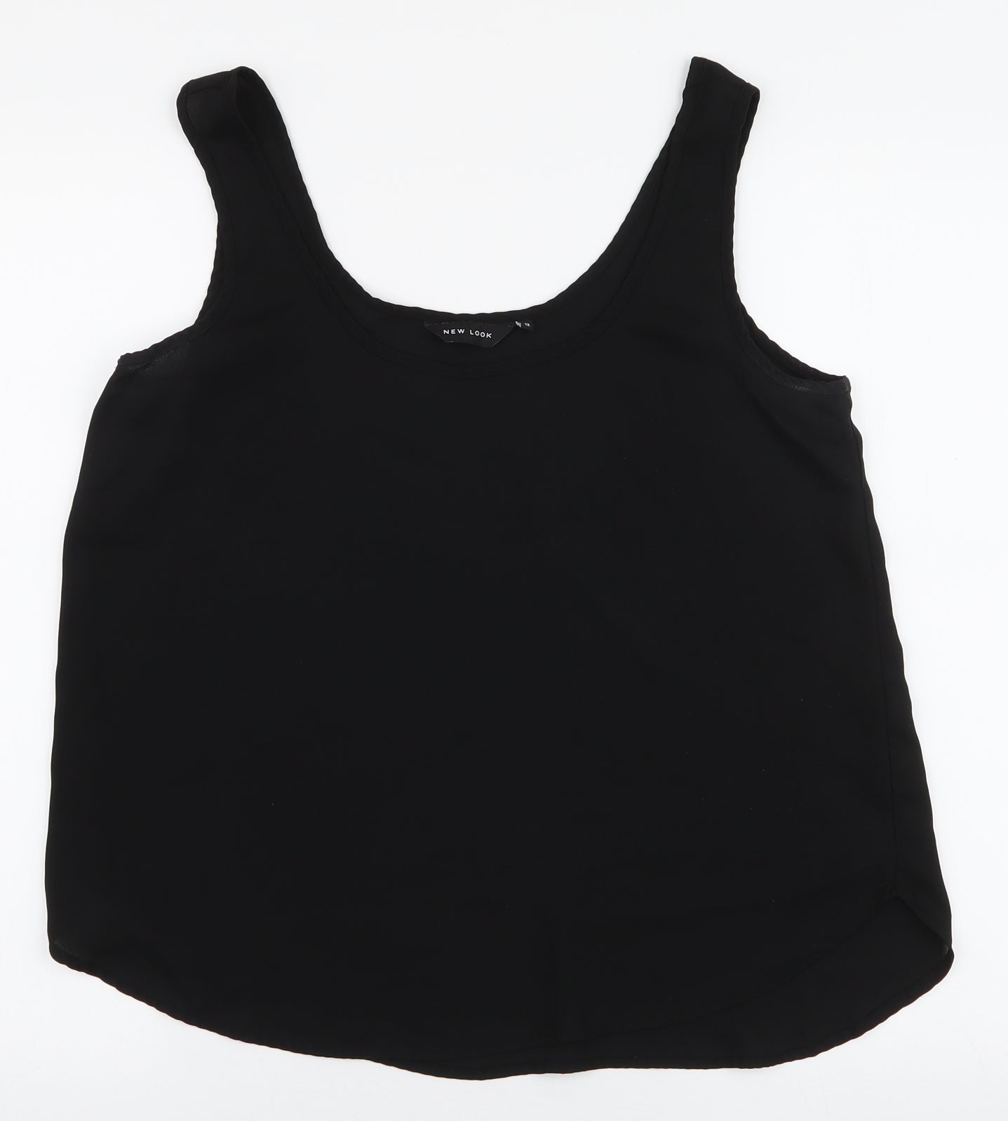 New Look Womens Black  Polyester Camisole Blouse Size 12 Round Neck
