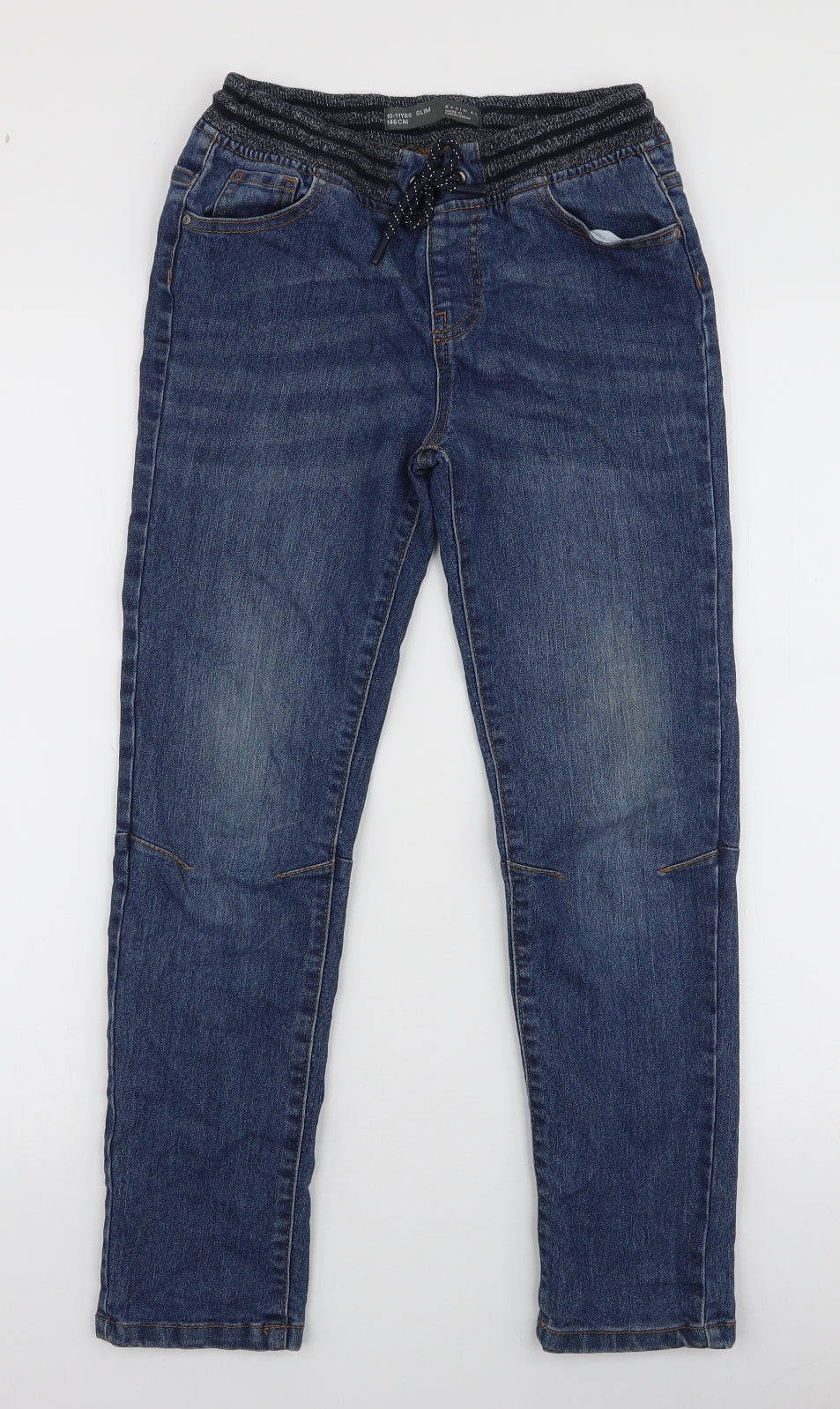 Denim & Co Boys Blue  Cotton Skinny Jeans Size 10-11 Years  Slim Drawstring