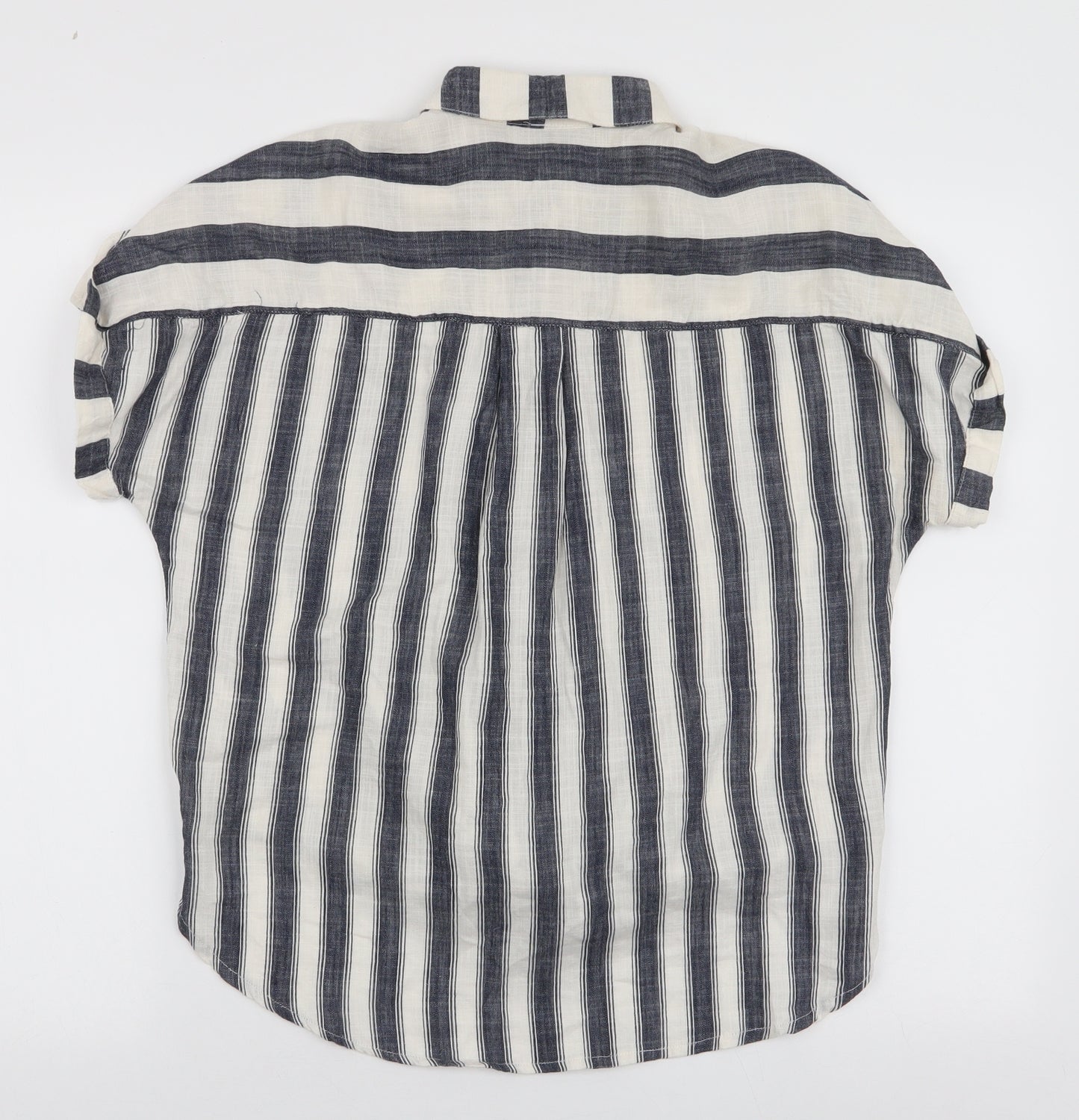 River Island Womens Multicoloured Striped 100% Cotton Jersey Blouse Size 10 Collared