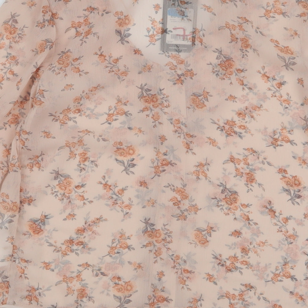 New Look Womens Multicoloured Floral Polyester Basic Blouse Size 10 V-Neck