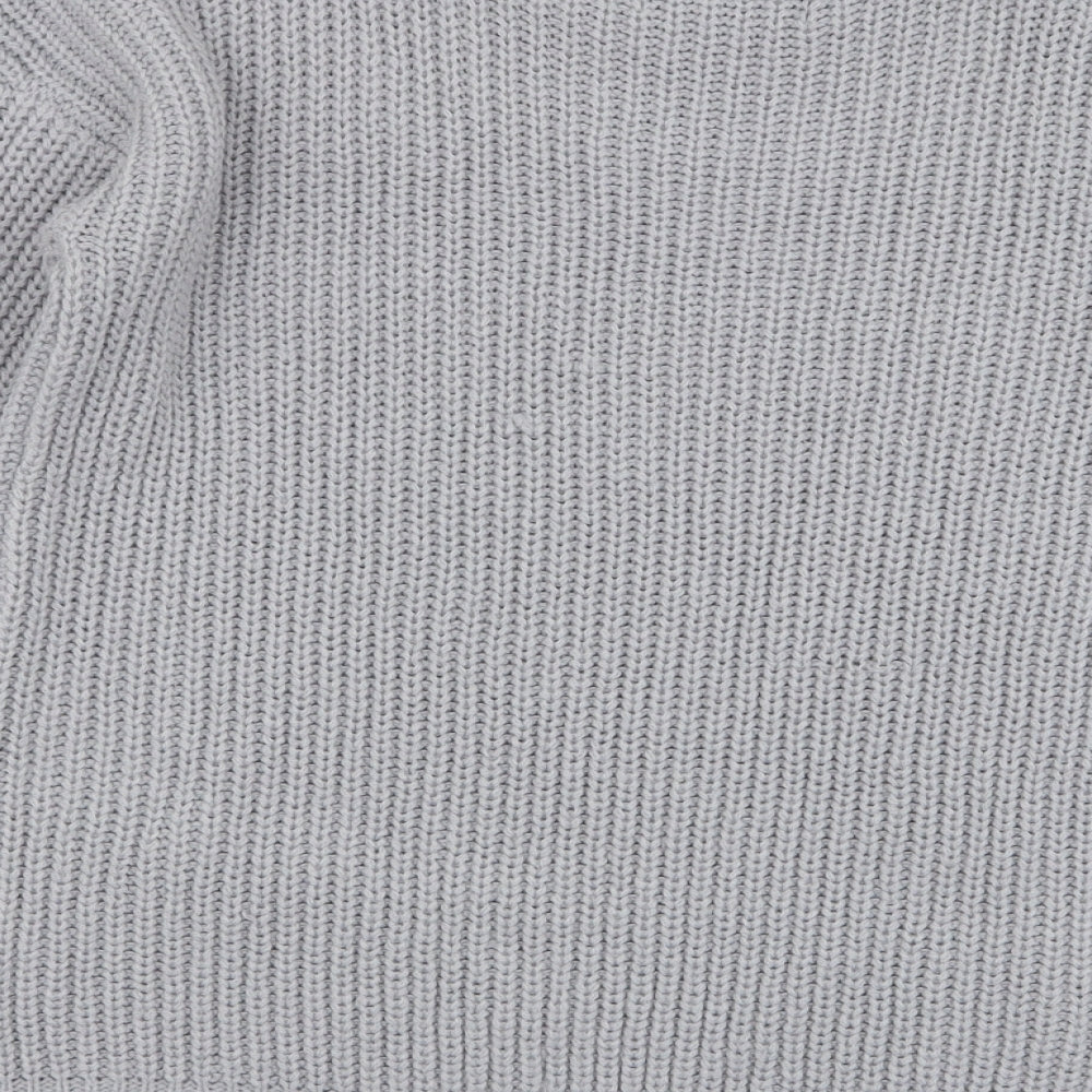 Missguided Womens Grey Boat Neck  Acrylic Pullover Jumper Size S