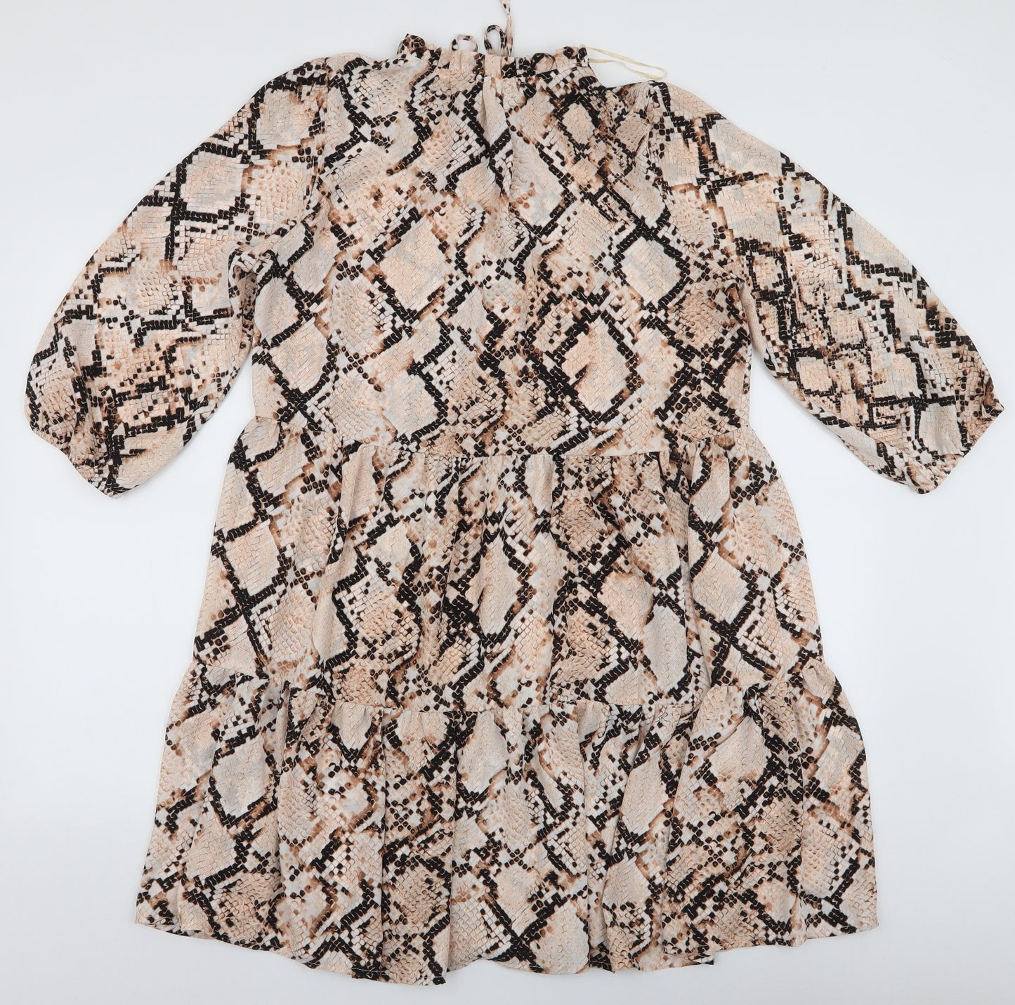 F&F Womens Multicoloured Animal Print Polyester Skater Dress  Size 12  High Neck Pullover - Smock dress