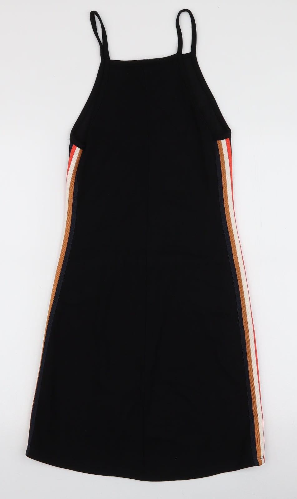 Bershka  Womens Black Striped Viscose A-Line  Size M  High Neck Pullover