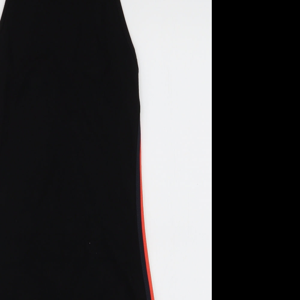 Bershka  Womens Black Striped Viscose A-Line  Size M  High Neck Pullover