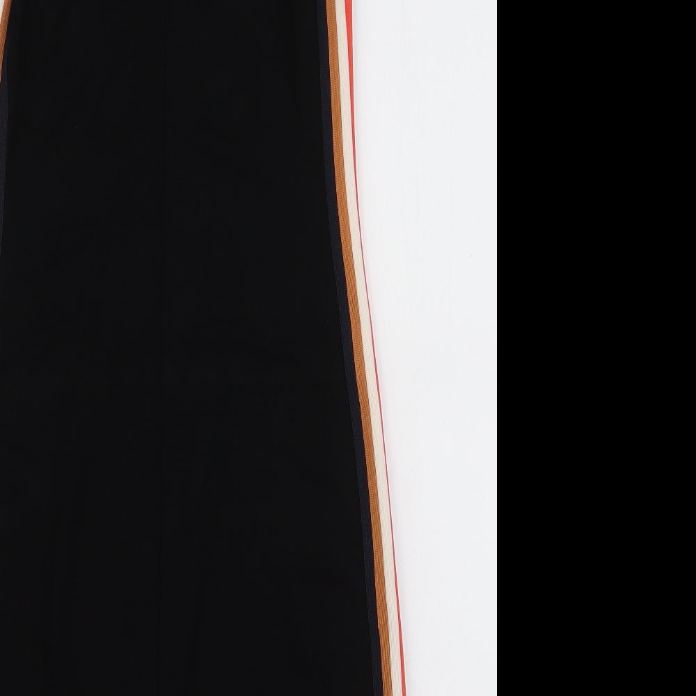 Bershka  Womens Black Striped Viscose A-Line  Size M  High Neck Pullover