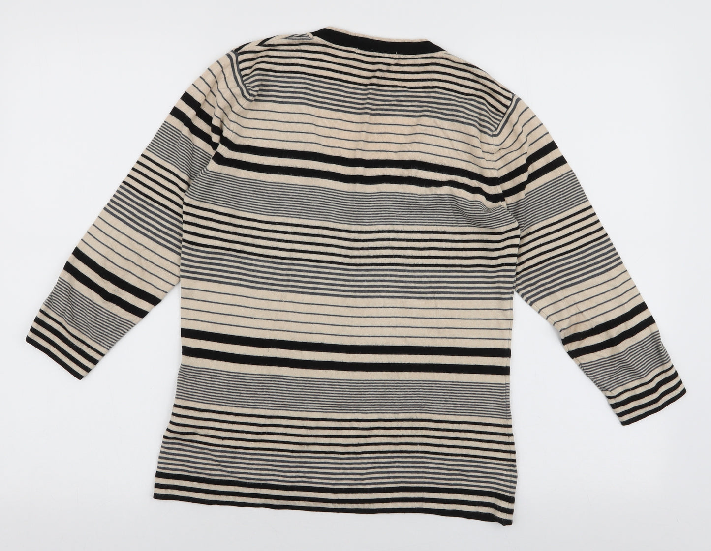 Marks and Spencer Womens Multicoloured V-Neck Striped Viscose Pullover Jumper Size 12