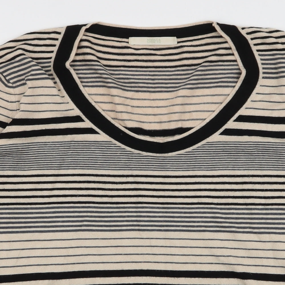 Marks and Spencer Womens Multicoloured V-Neck Striped Viscose Pullover Jumper Size 12