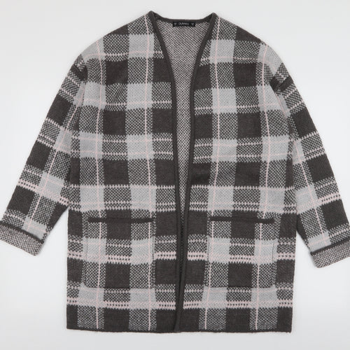 Dunnes Stores Womens Multicoloured V-Neck Plaid Acrylic Cardigan Jumper Size M