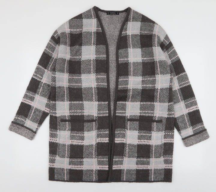 Dunnes Stores Womens Multicoloured V-Neck Plaid Acrylic Cardigan Jumper Size M