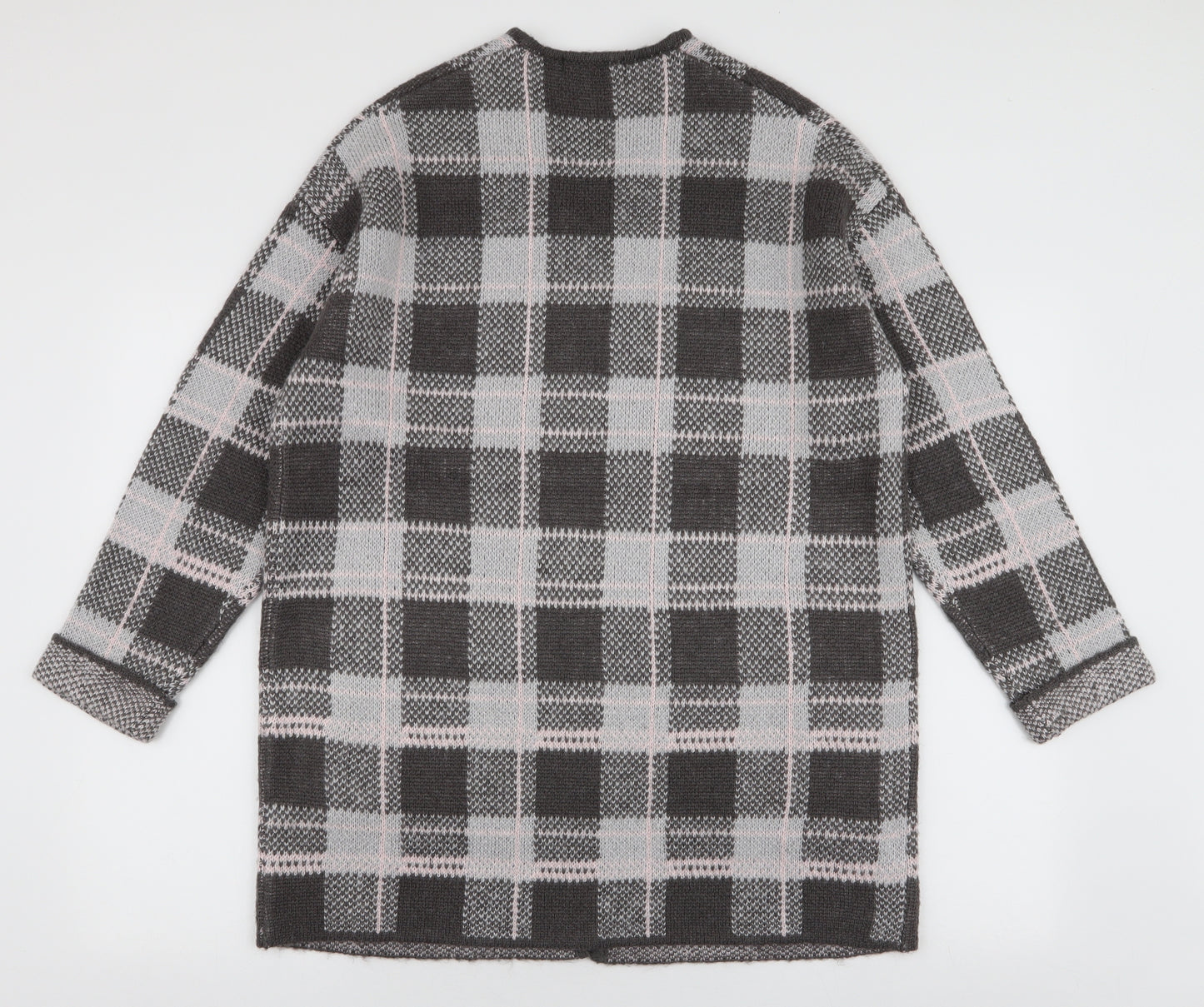 Dunnes Stores Womens Multicoloured V-Neck Plaid Acrylic Cardigan Jumper Size M