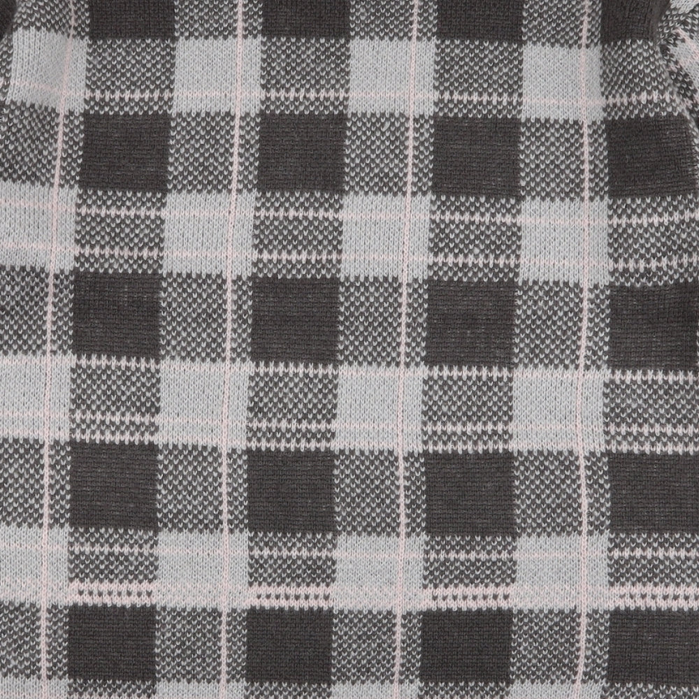 Dunnes Stores Womens Multicoloured V-Neck Plaid Acrylic Cardigan Jumper Size M
