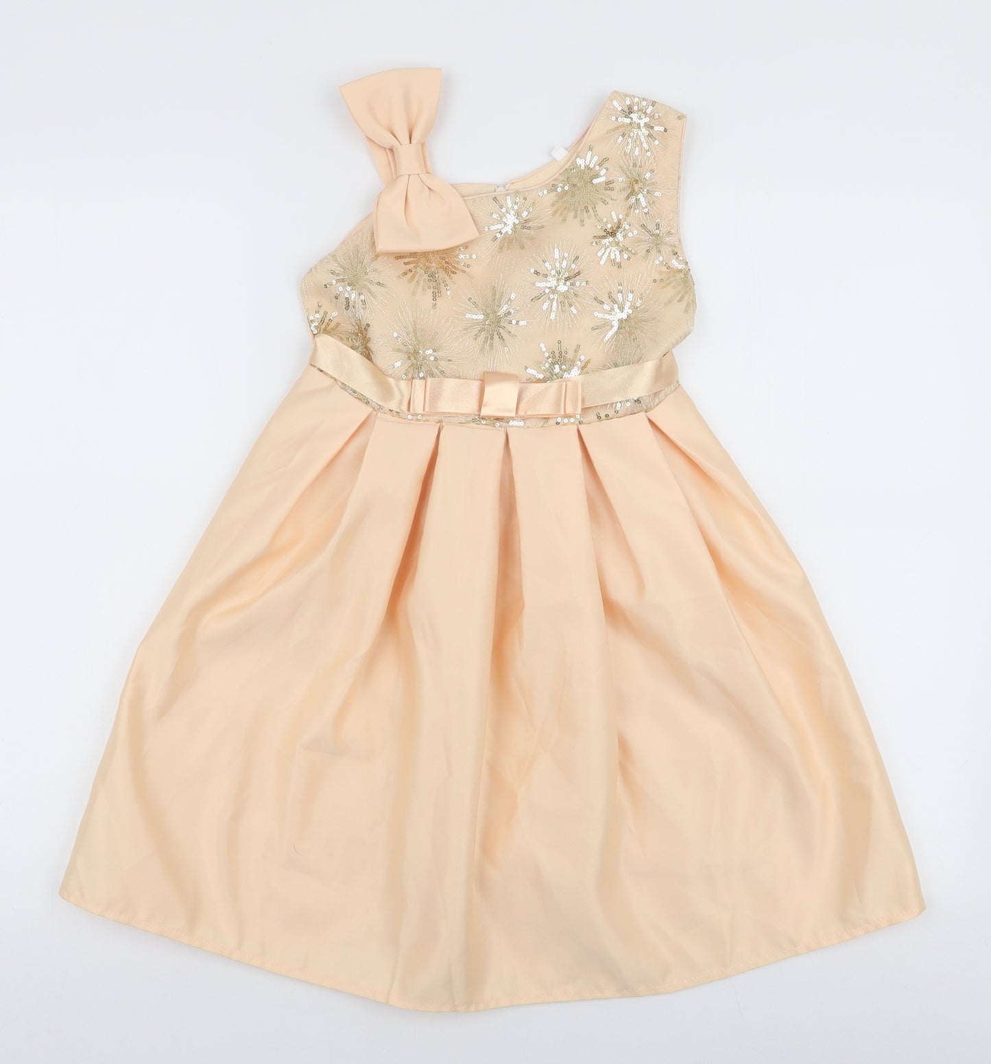 Preworn Girls Gold  Cotton Tutu Dress  Size 10 Years  Round Neck Zip