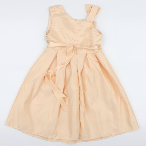 Preworn Girls Gold  Cotton Tutu Dress  Size 10 Years  Round Neck Zip