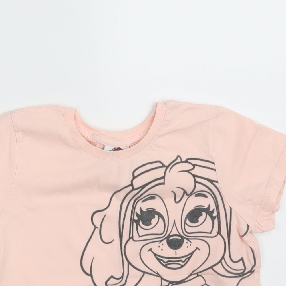 Primark Girls Pink  100% Cotton Pullover T-Shirt Size 6-7 Years Crew Neck  - Paw Patrol