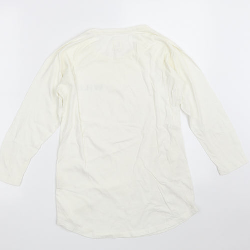 Jack Wills Womens Ivory  100% Cotton Basic T-Shirt Size 8 Crew Neck