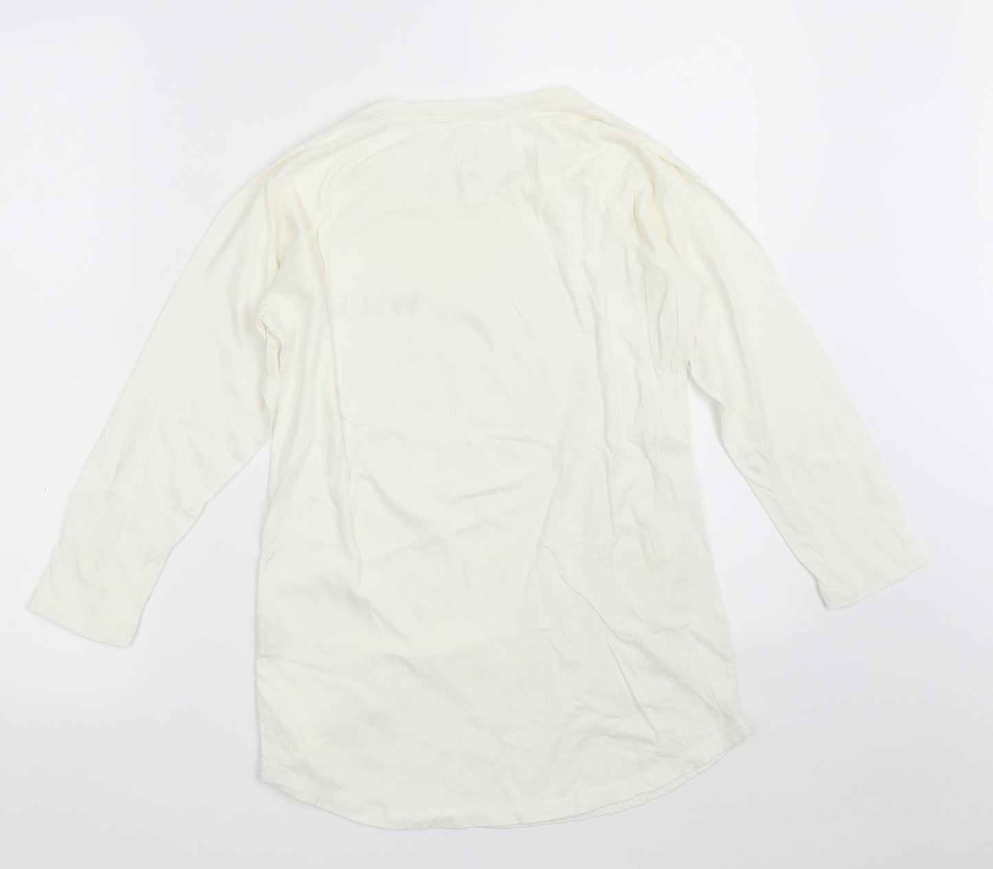 Jack Wills Womens Ivory  100% Cotton Basic T-Shirt Size 8 Crew Neck