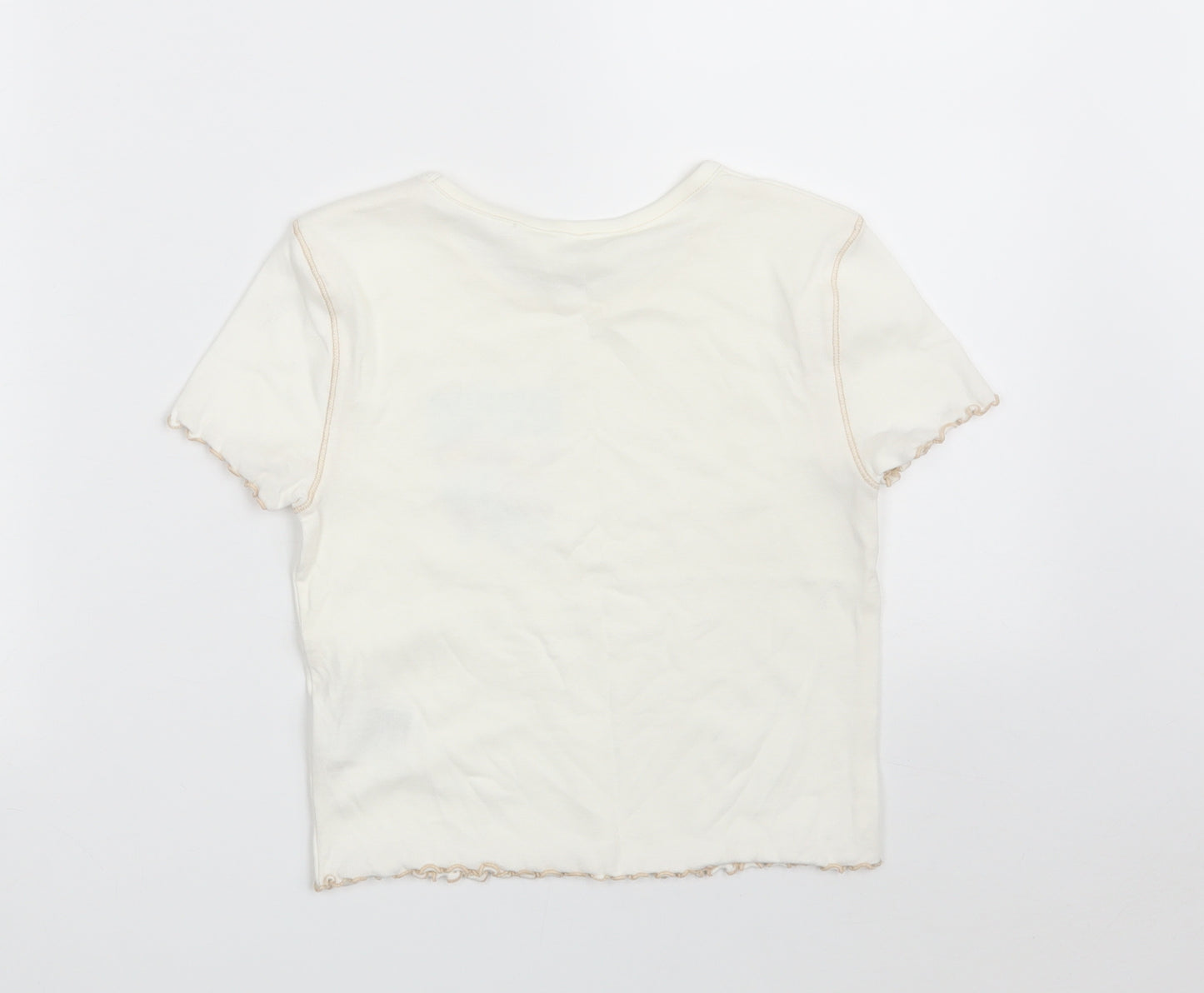 H&M Girls White  Cotton Cropped T-Shirt Size 10-11 Years Crew Neck  - Sunshine on my Mind