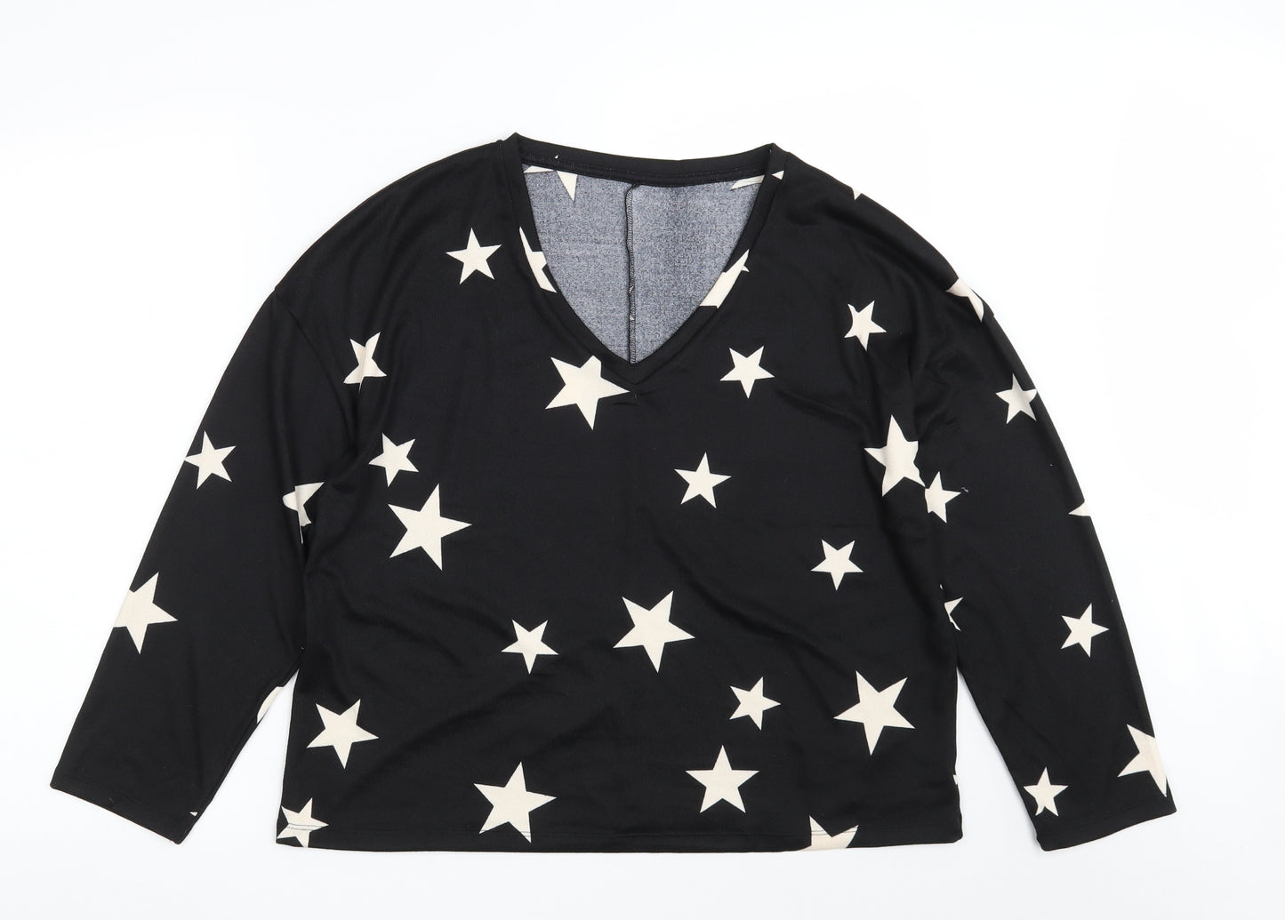 Dunnes Stores Womens Black Geometric Polyester Pullover Sweatshirt Size M   - Cropped