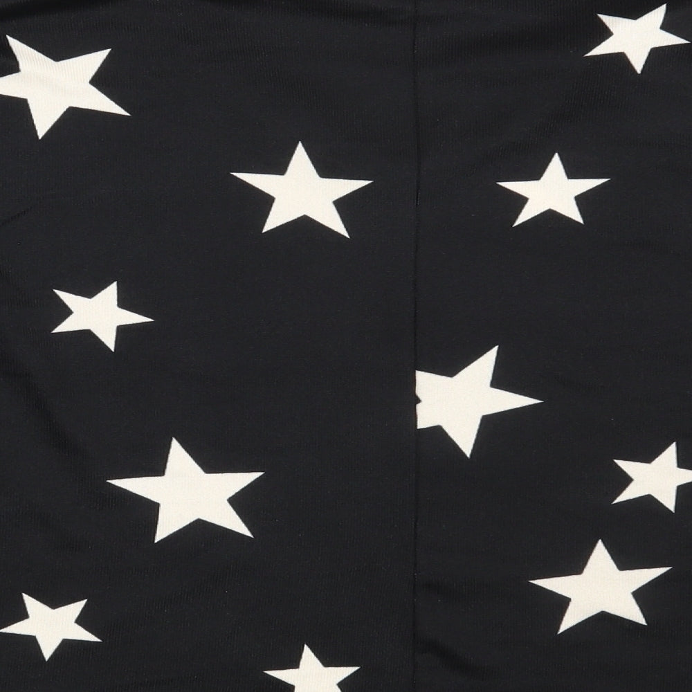 Dunnes Stores Womens Black Geometric Polyester Pullover Sweatshirt Size M   - Cropped