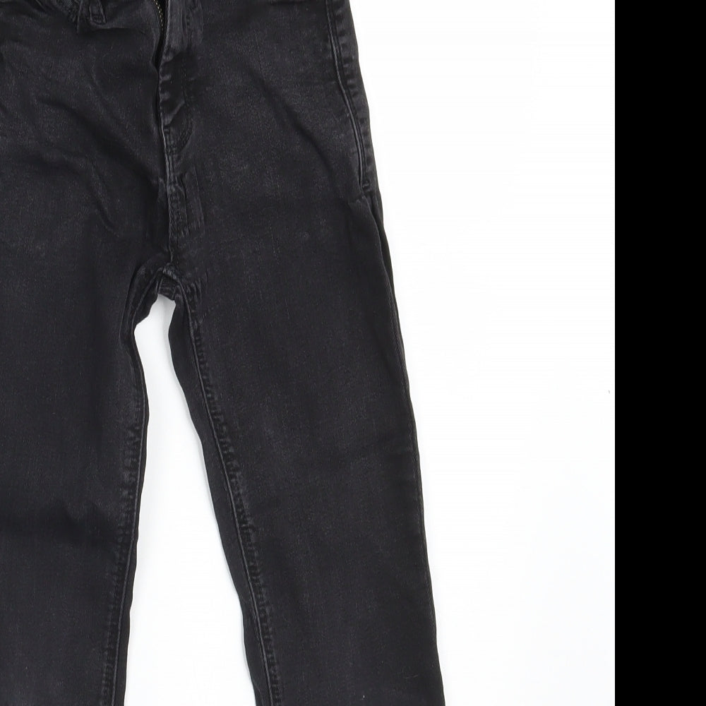 NEXT Boys Black  Cotton Skinny Jeans Size 8 Years  Slim Zip - Distressed