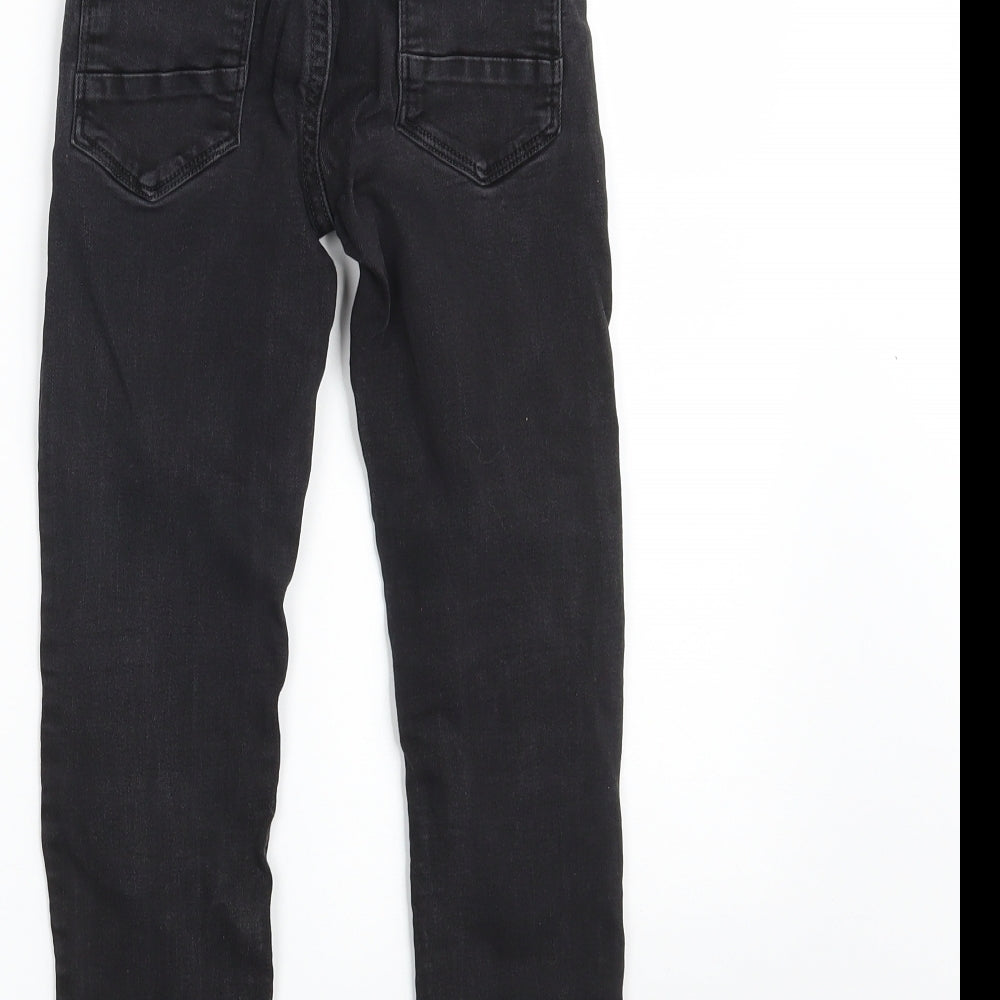NEXT Boys Black  Cotton Skinny Jeans Size 8 Years  Slim Zip - Distressed