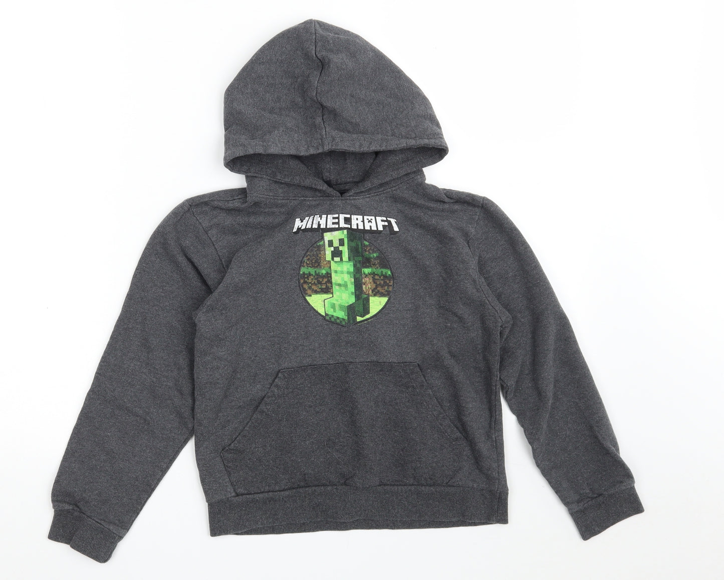 Dunnes Stores Boys Grey  Cotton Pullover Hoodie Size 9-10 Years   - Minecraft