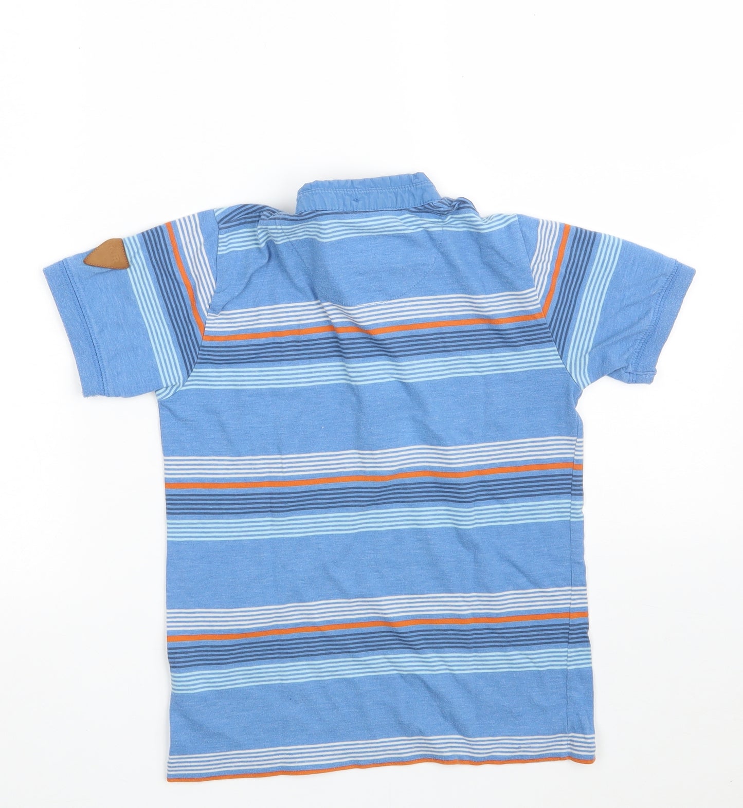 RJR.John Rocha Boys Blue Striped 100% Cotton Pullover Polo Size 7-8 Years Collared Button