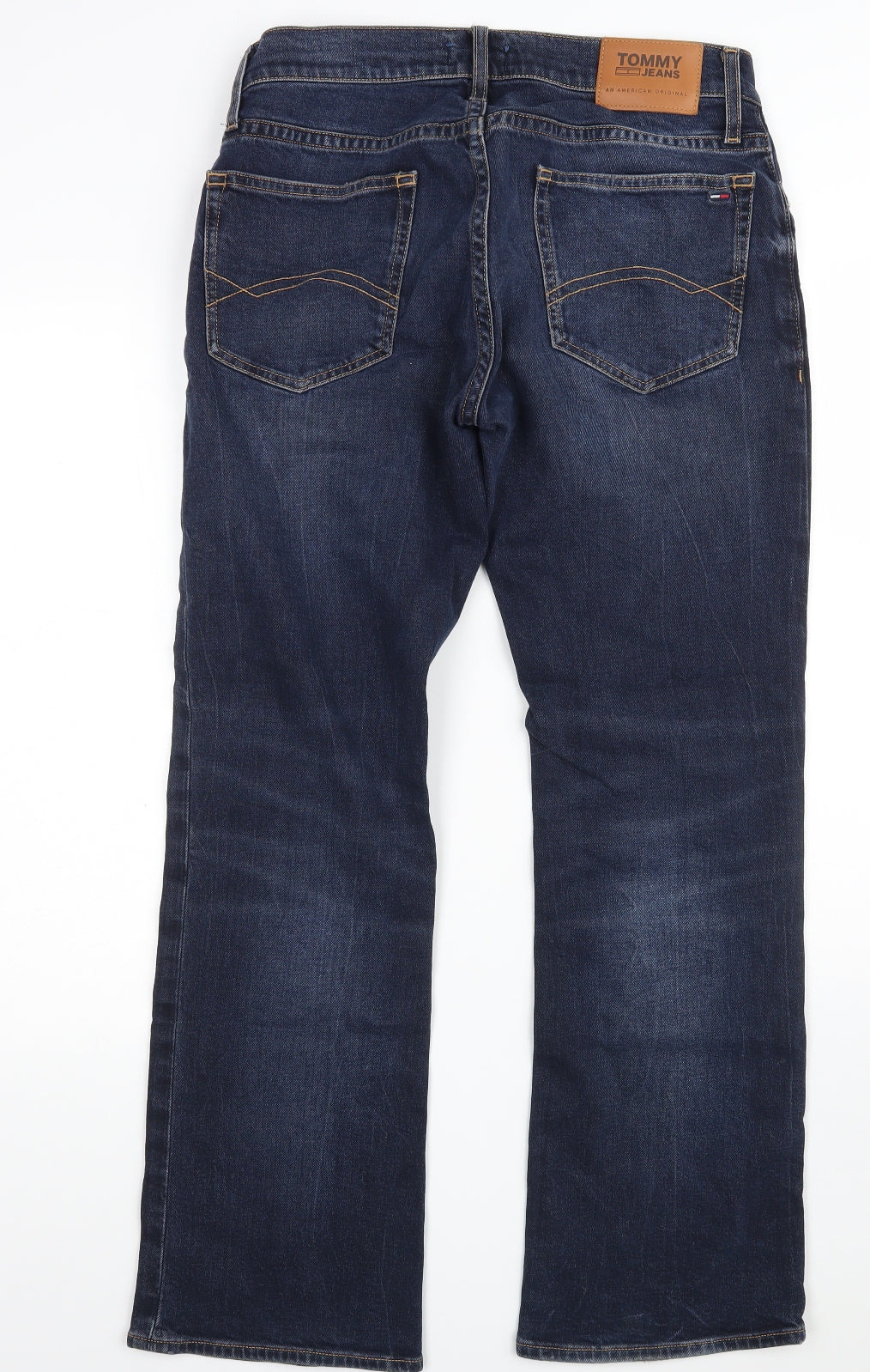 Tommy Jeans  Mens Blue  Cotton Bootcut Jeans Size 32 in L32 in Regular Zip