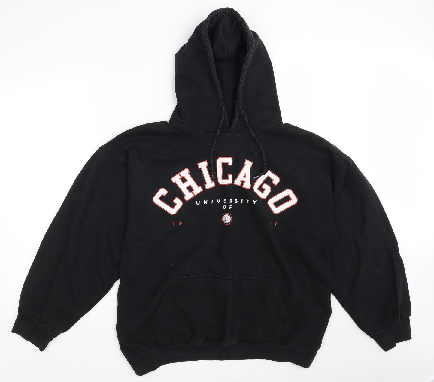 Boohoo Mens Black  Cotton Pullover Hoodie Size M   - University of Chicago