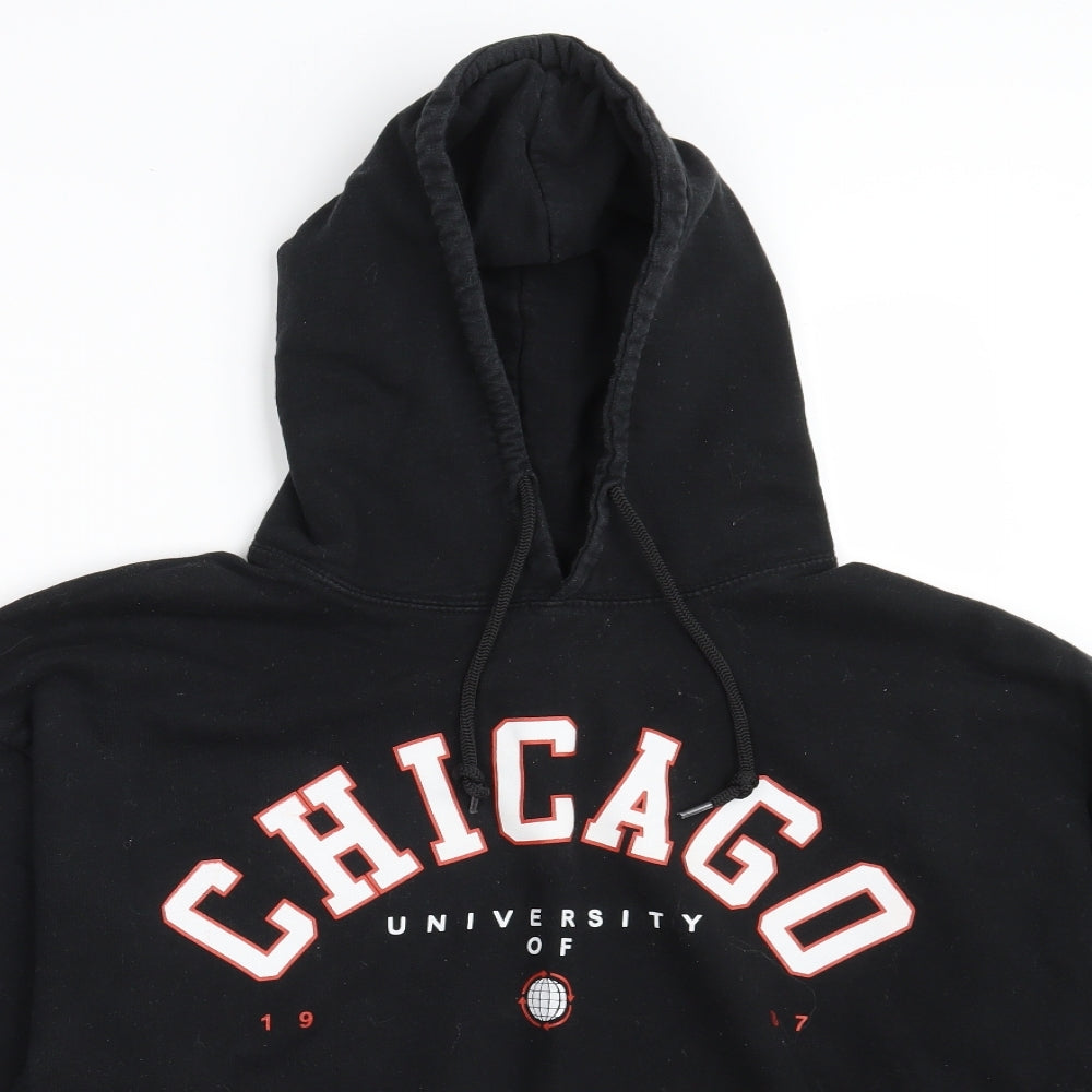 Boohoo Mens Black  Cotton Pullover Hoodie Size M   - University of Chicago