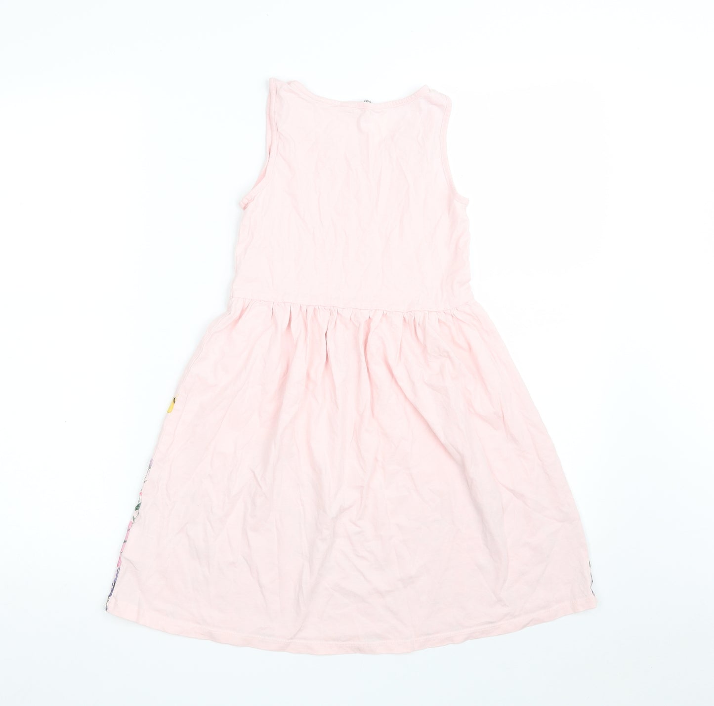 H&M Girls Pink Floral 100% Cotton Fit & Flare  Size 8-9 Years  Scoop Neck