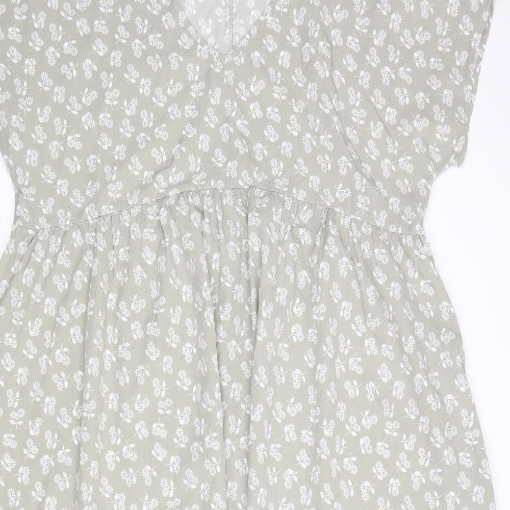 Emery Rose Womens Beige Floral Polyester Maxi  Size XL  V-Neck