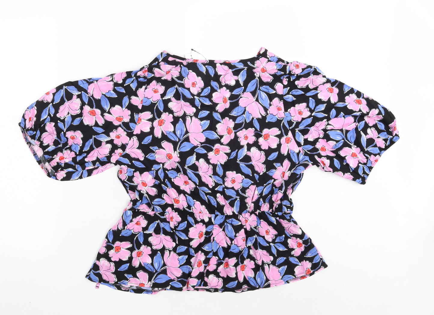 George Womens Multicoloured Floral Viscose Kimono Blouse Size 14 V-Neck - Tie