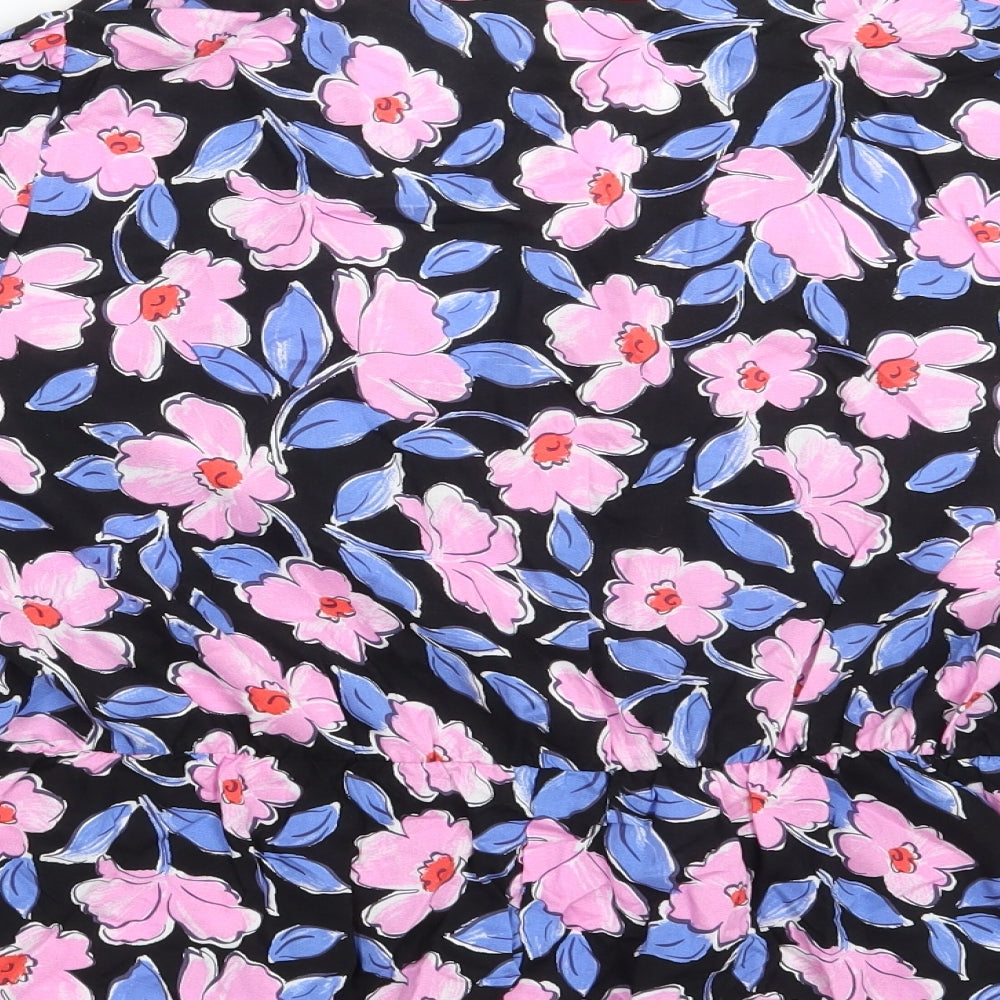 George Womens Multicoloured Floral Viscose Kimono Blouse Size 14 V-Neck - Tie