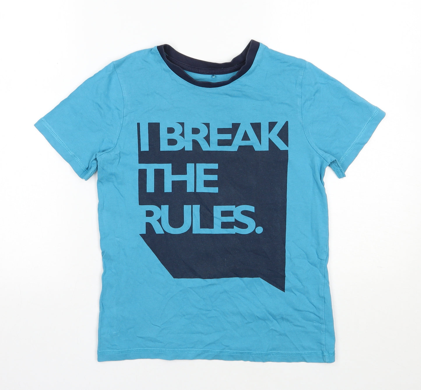 George Boys Blue  Cotton Basic T-Shirt Size 10-11 Years Round Neck Pullover