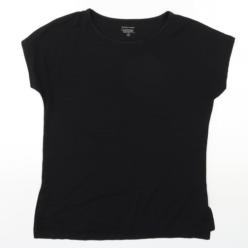 Dunnes Stores Womens Black  Polyester Basic T-Shirt Size M Round Neck Pullover