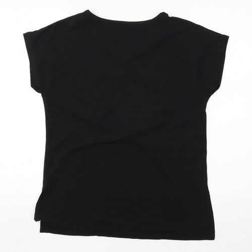 Dunnes Stores Womens Black  Polyester Basic T-Shirt Size M Round Neck Pullover
