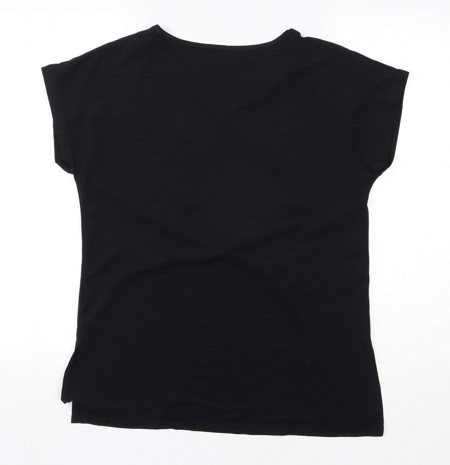 Dunnes Stores Womens Black  Polyester Basic T-Shirt Size M Round Neck Pullover