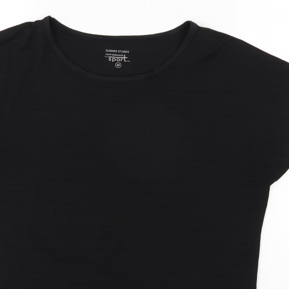 Dunnes Stores Womens Black  Polyester Basic T-Shirt Size M Round Neck Pullover
