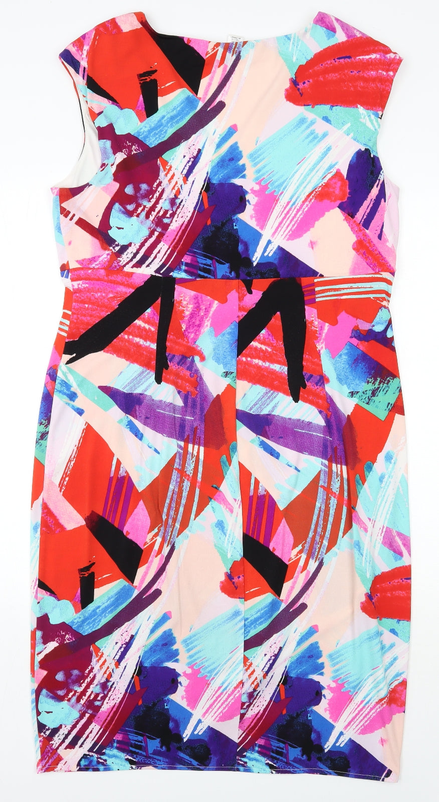 London Times Womens Multicoloured Geometric Polyester Wrap Dress  Size 20  V-Neck Pullover